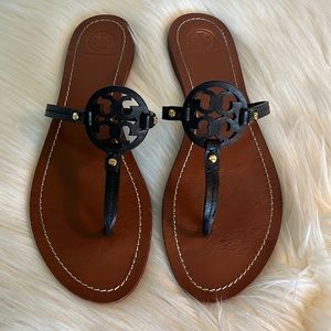 Tory Burch Black Leather Sandals.
